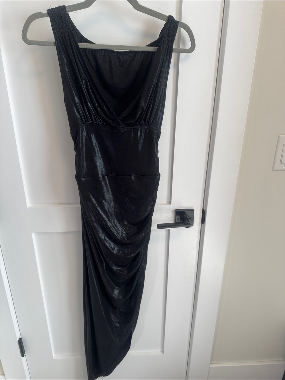 Norma Kamali Black Asymmetrical Draped Evening Dress